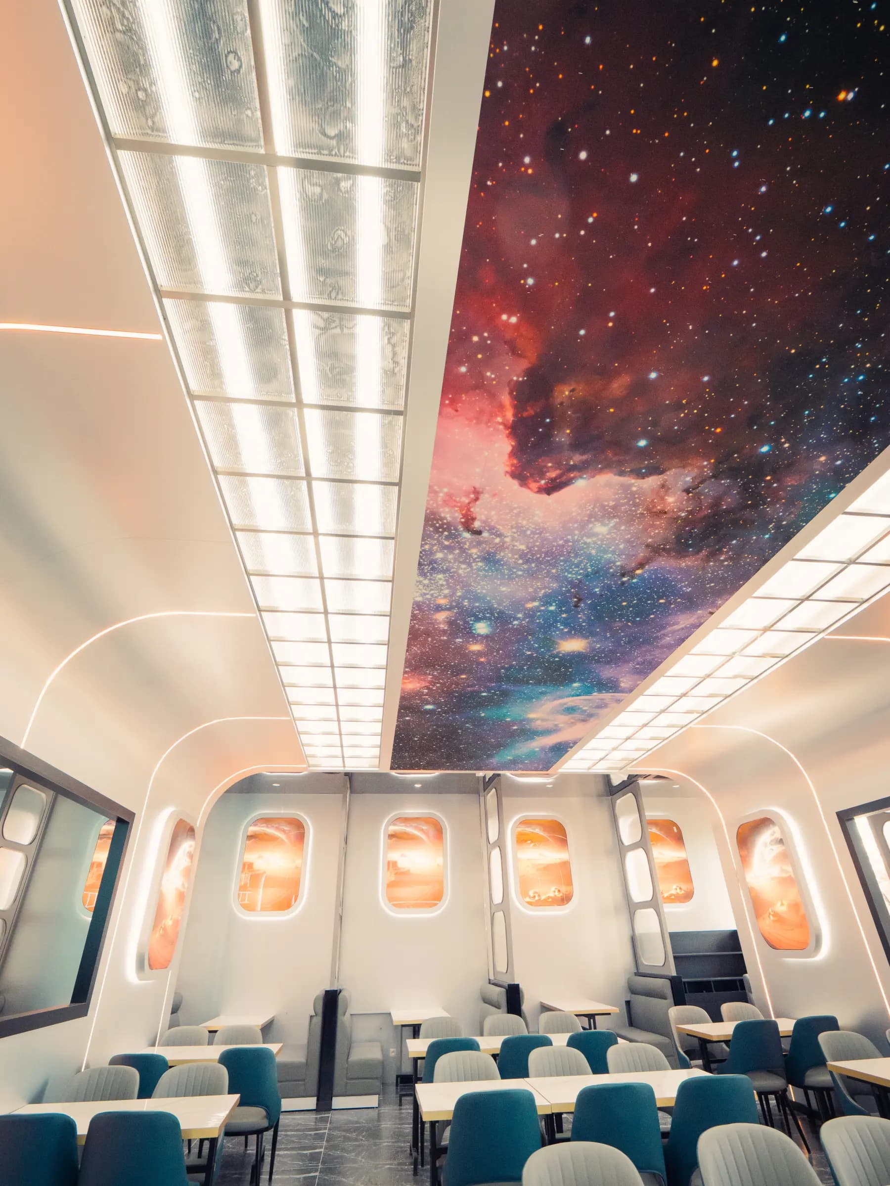Salle principale — plafond galaxie